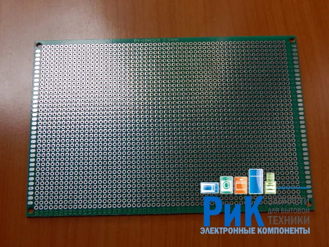 Макетная плата двусторонняя 100x150x1.6mm, шаг 2.54mm