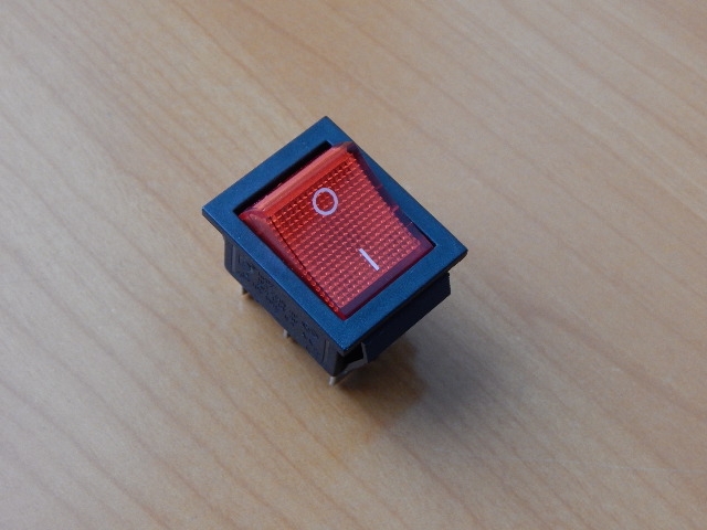 Переключатель KCD2-201N/6P OFF-ON красный 250V 16A (с подсветкой) 36-2350