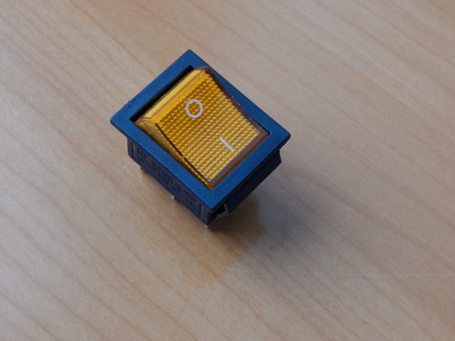 Переключатель KCD2-201N/6P OFF-ON желтый 250V 16A (с подсветкой) 36-2353