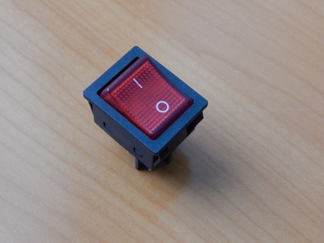 Переключатель KCD4-201N-B/4P OFF-ON красный 250V 30A (с подсветкой) 36-2346