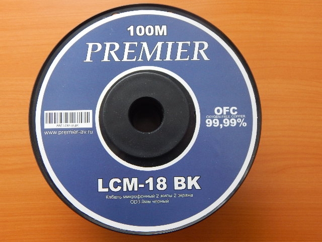 Кабель микрофонный 2 жилы 2 экрана OD3.0mm черный LCM-18BK 28-180