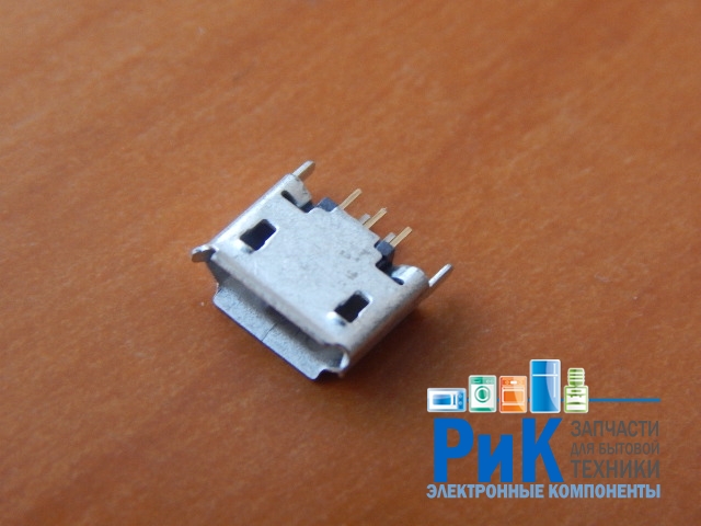 Разъем MicroUSB 5-pin гнездо (3+2 pin, крепление сзади, 2 крепежа)  2325