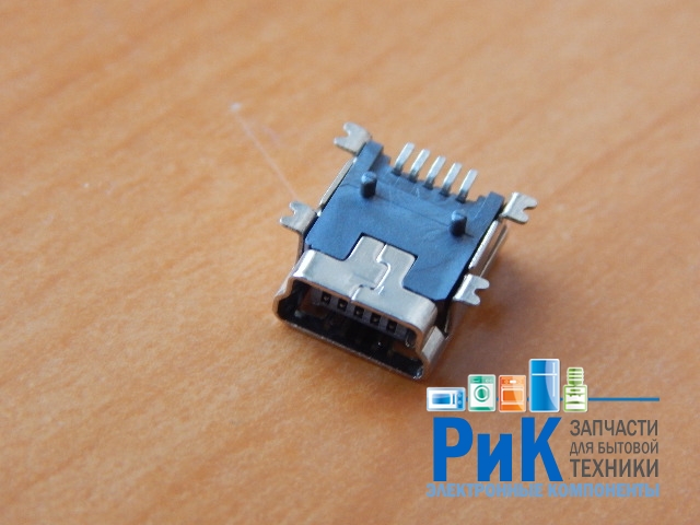 Разъем MiniUSB 5-pin гнездо (крепление снизу, 4 крепежа) 3068