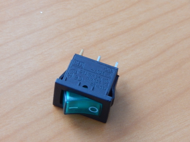 Переключатель KCD1-B2-101N11GB OFF-ON зеленый 250V 10A (с подсветкой)
